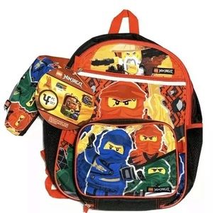 LEGO Ninjago 4 pc Set Backpack Zip Case Lunch Kit